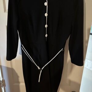 Vfshow Black & White Vintage Pencil Dress with Belt